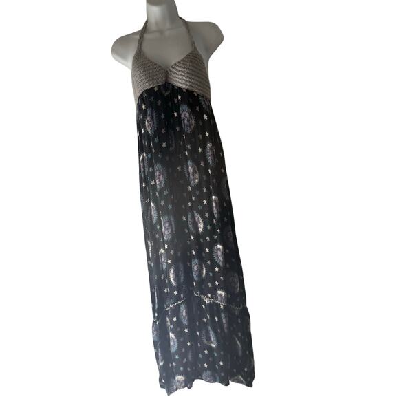 Gypsy Rose Y2k OneSize Handmade Crochet Celestial Whimsigoth Festival Midi Dress - Picture 1 of 7